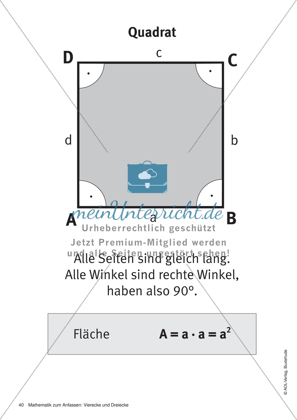 Merkblätter zu Vierecken: Flächeninhalte und Umfang Preview 1