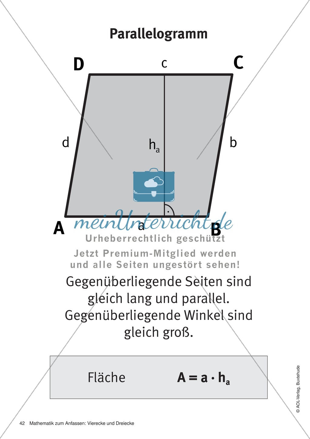 Merkblätter zu Vierecken: Flächeninhalte und Umfang Preview 3