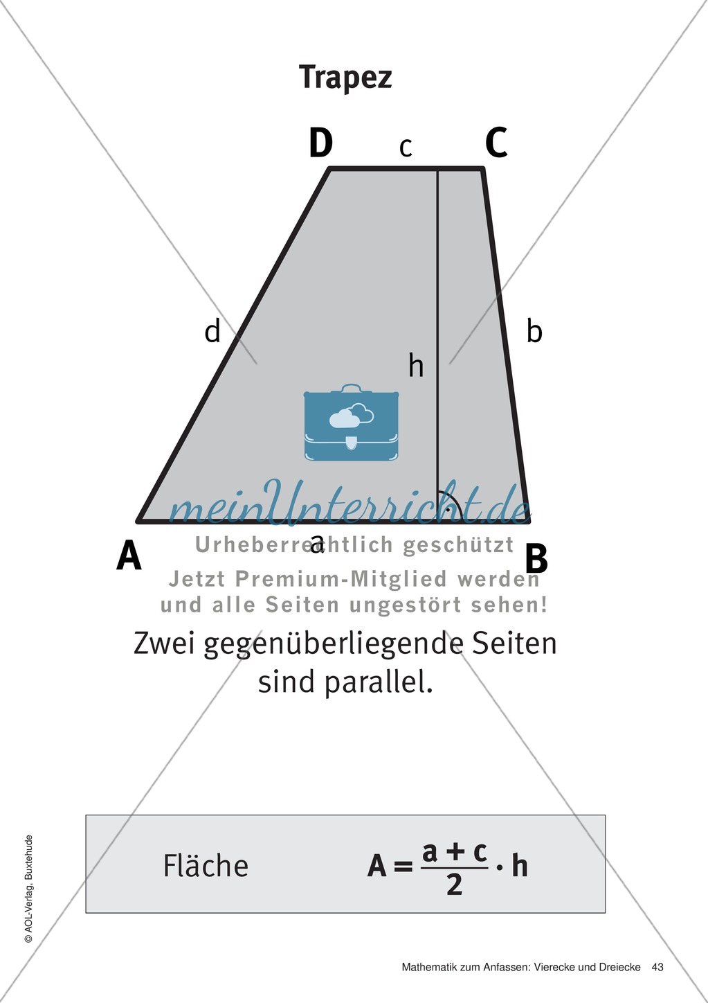 Merkblätter zu Vierecken: Flächeninhalte und Umfang Preview 4