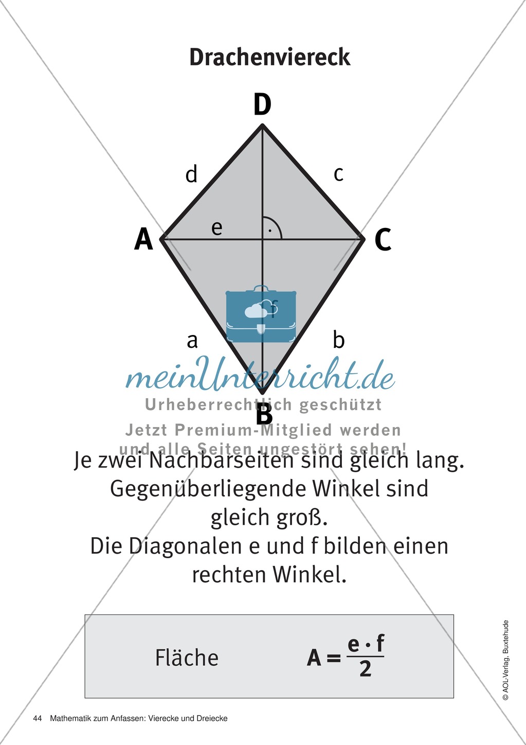 Merkblätter zu Vierecken: Flächeninhalte und Umfang Preview 5