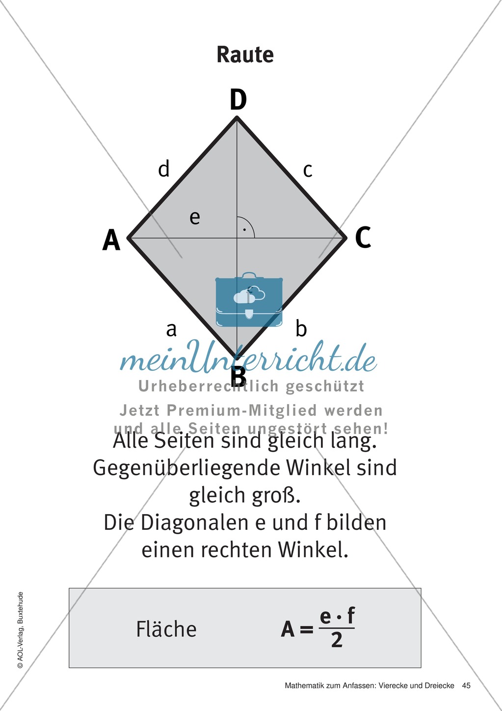 Merkblätter zu Vierecken: Flächeninhalte und Umfang Preview 6