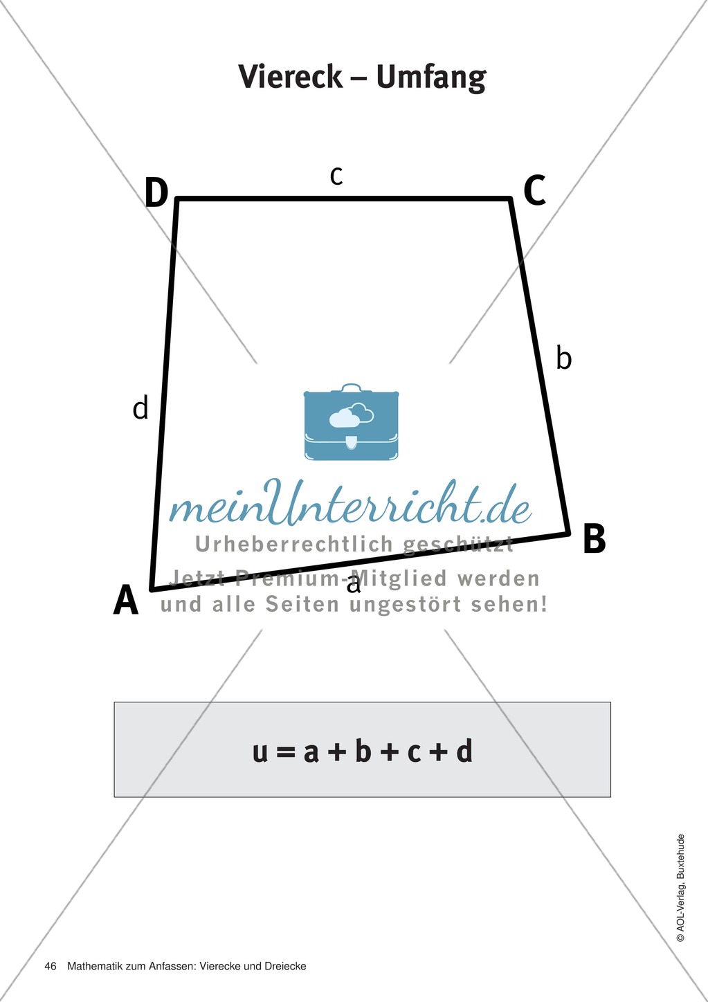 Merkblätter zu Vierecken: Flächeninhalte und Umfang Preview 7
