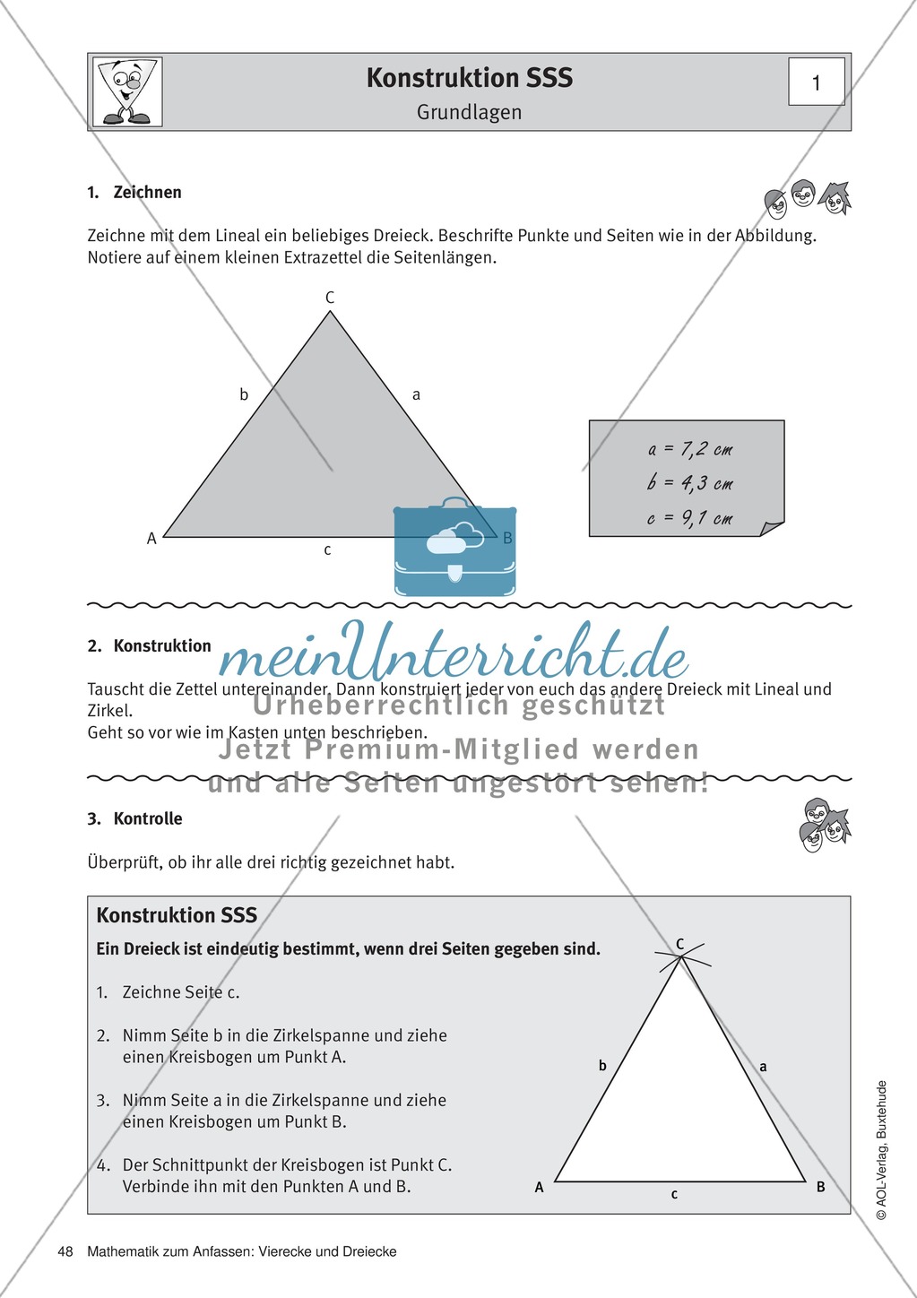 Stationenlernen zu Dreiecken: Kongruenzsätze und Dreieckskonstruktion sowie Umfang und Flächeninhalt Preview 2