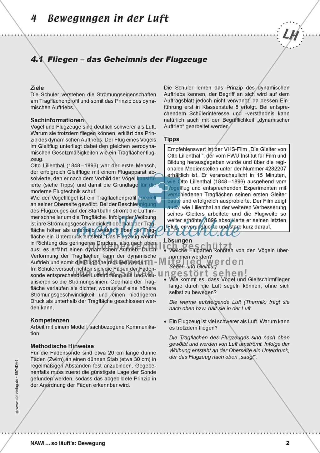Bewegungen in der Luft: Fliegen, Schweben, Segeln Preview 1