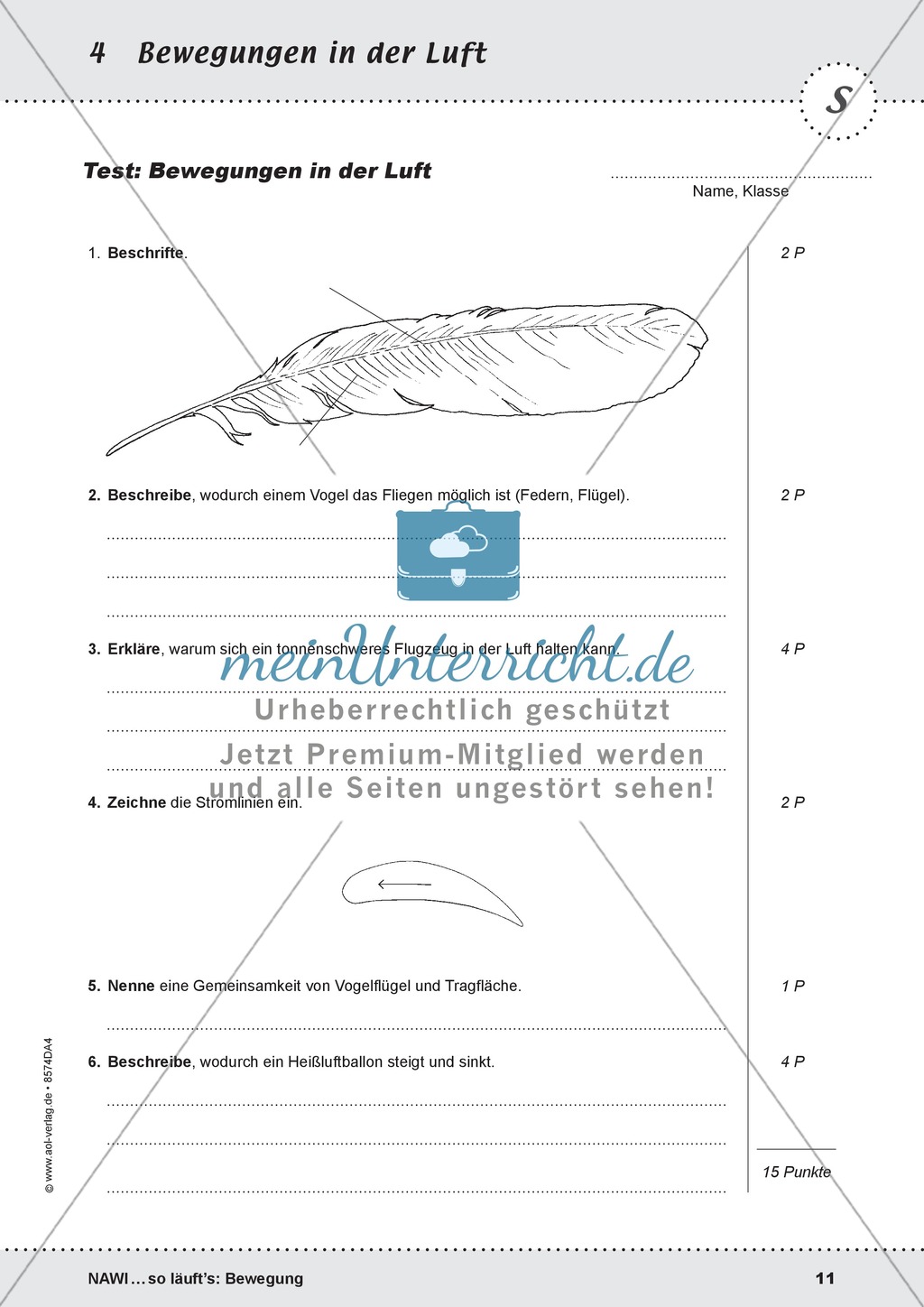 Test zu Bewegungen in der Luft: Fliegen, Schweben, Segeln Preview 2