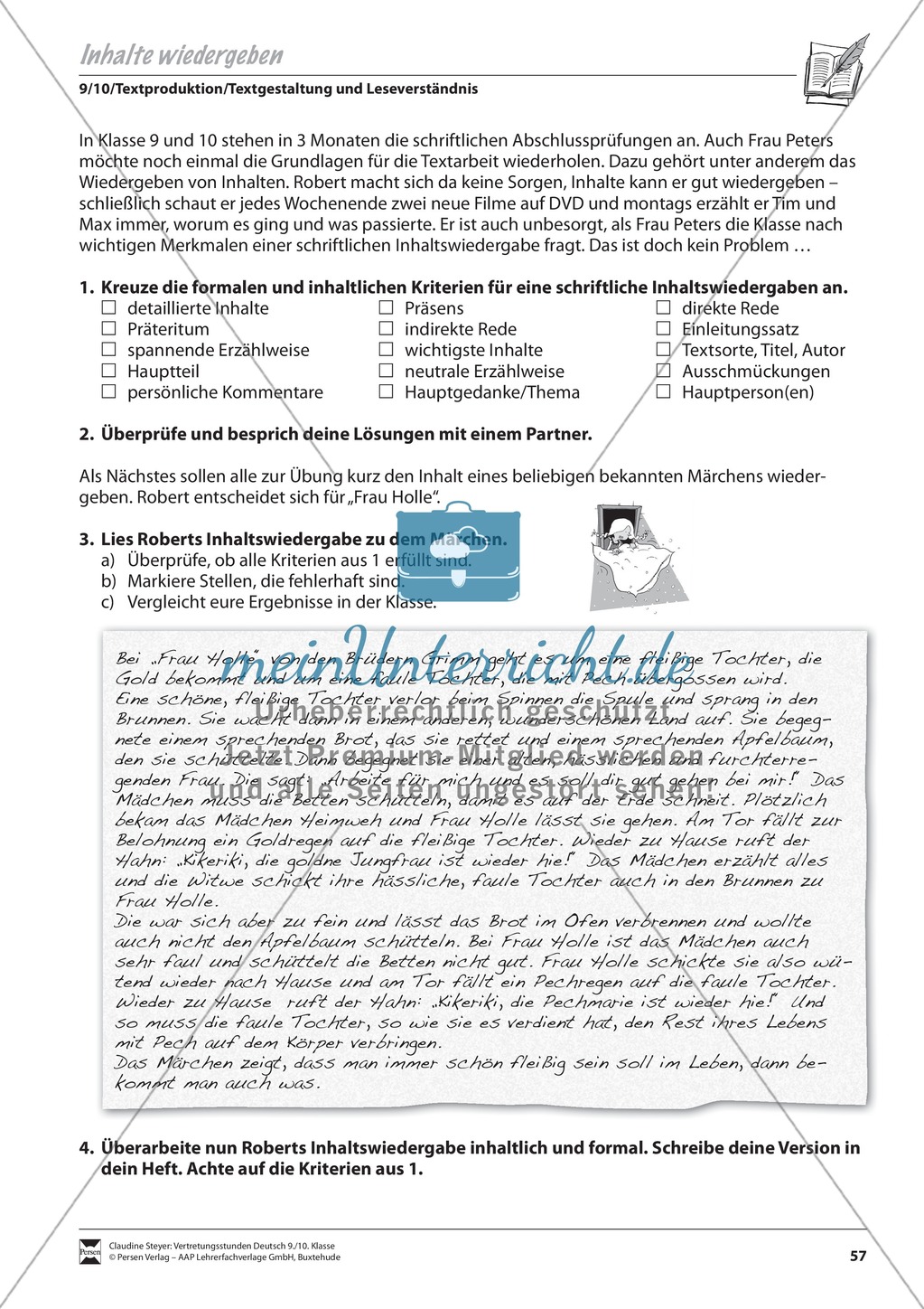 Inhaltliche Reduktion und Textwiedergabe, binnendifferenziert Preview 1