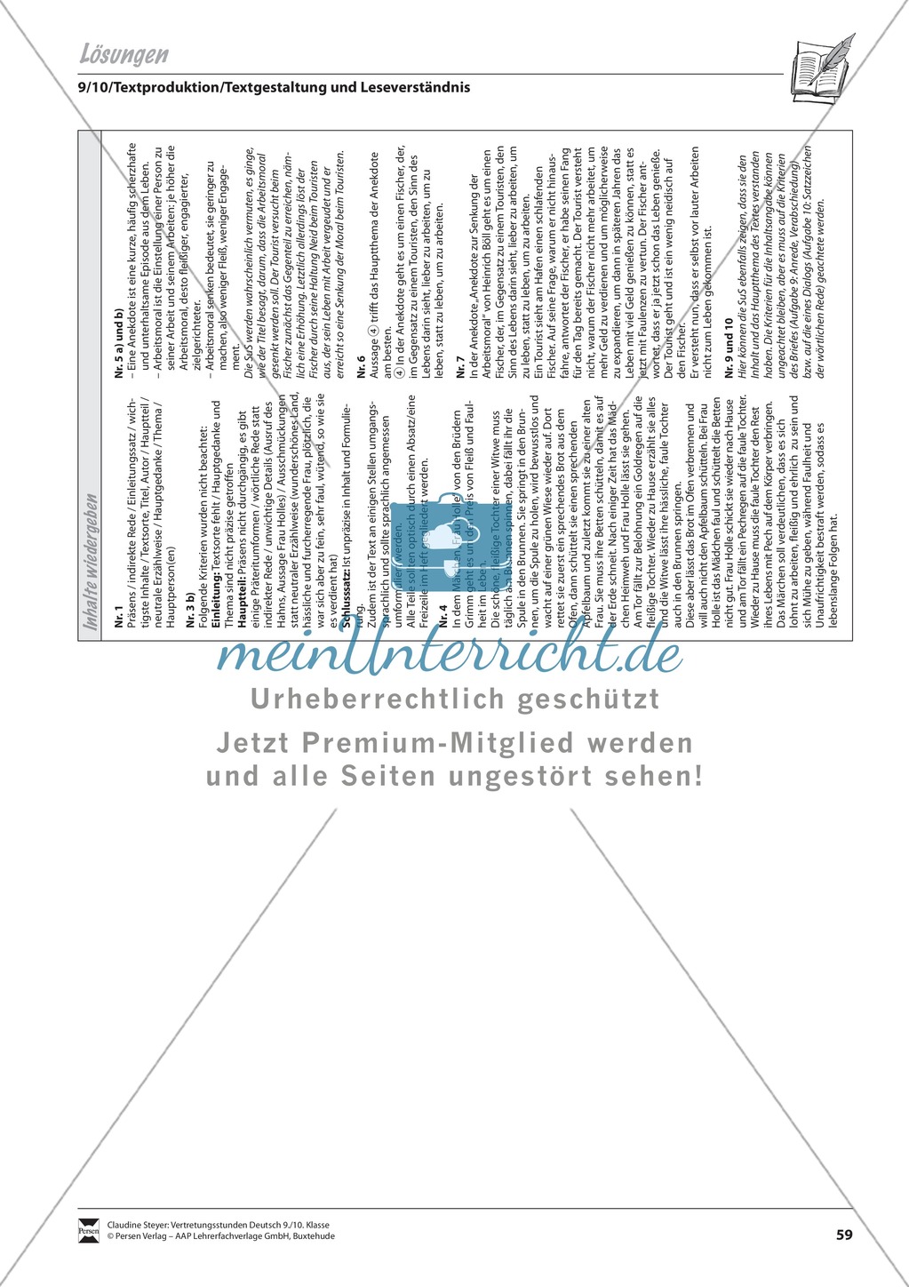 Inhaltliche Reduktion und Textwiedergabe, binnendifferenziert Preview 3