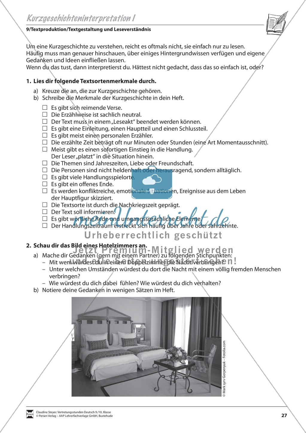 Grundlagen und Überblickswissen zur Interpretation einer Kurzgeschichte, binnendifferenziert Preview 1