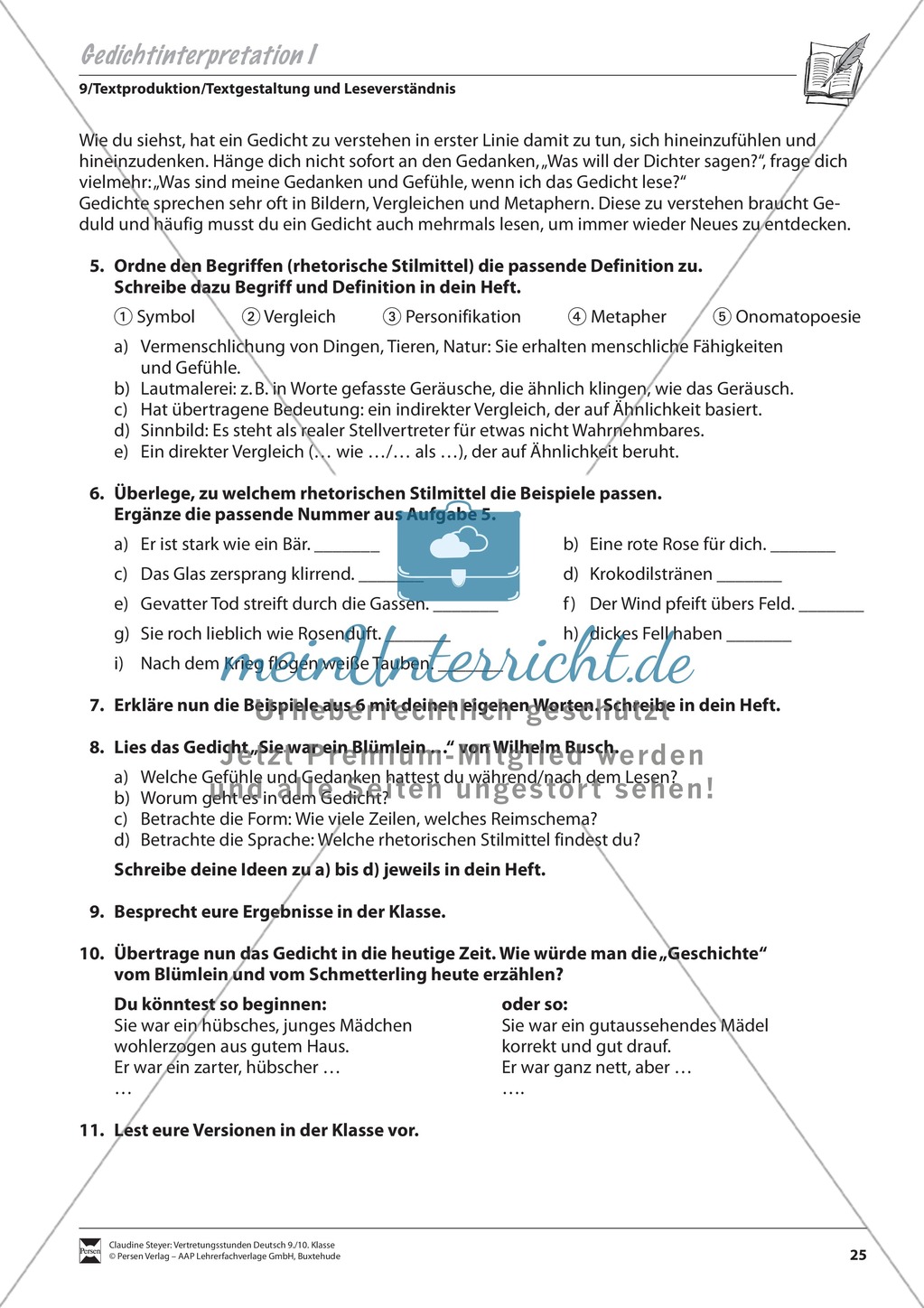 Grundlagen und Überblickswissen zur Gedichtinterpretation Preview 2