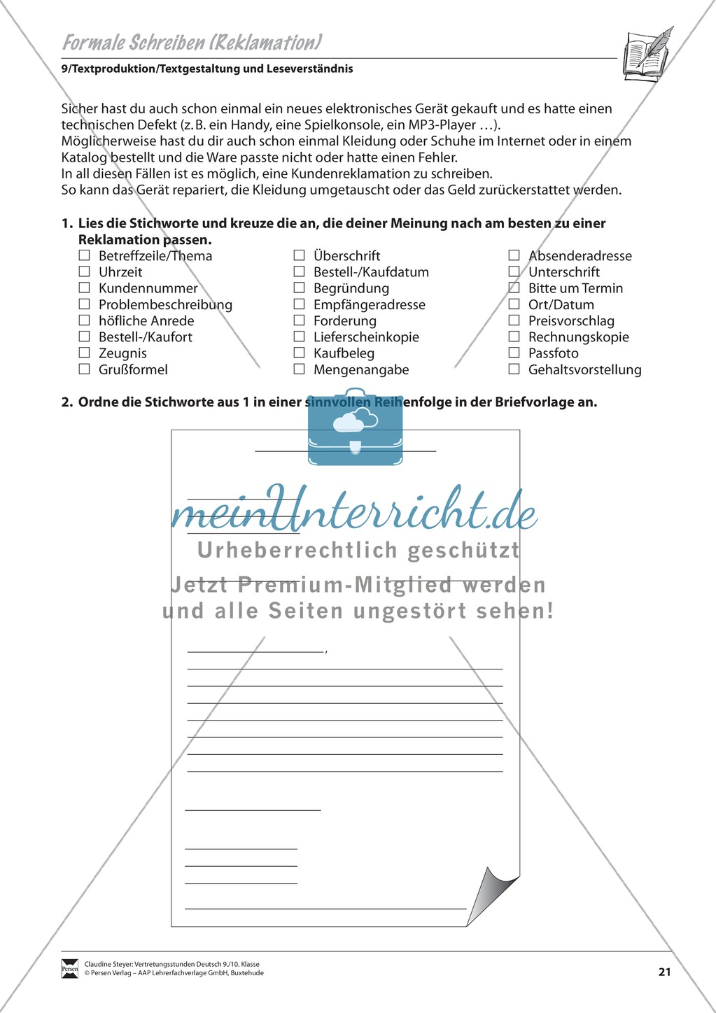 Erstellung eines formalen Anschreibens binnendifferenziert Preview 1