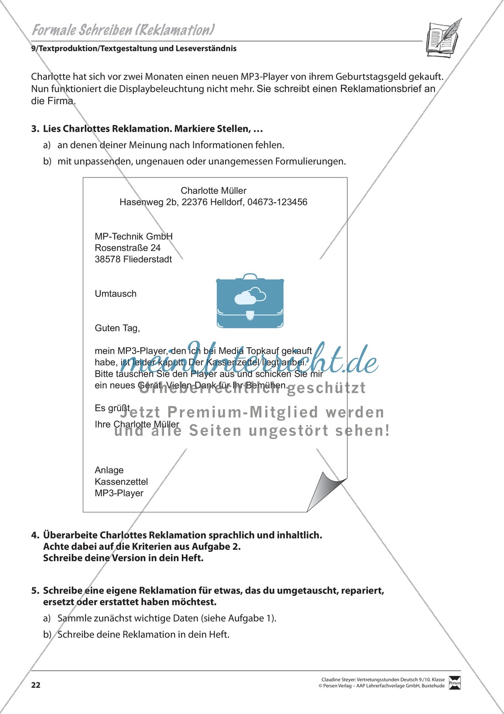 Erstellung eines formalen Anschreibens binnendifferenziert Preview 2