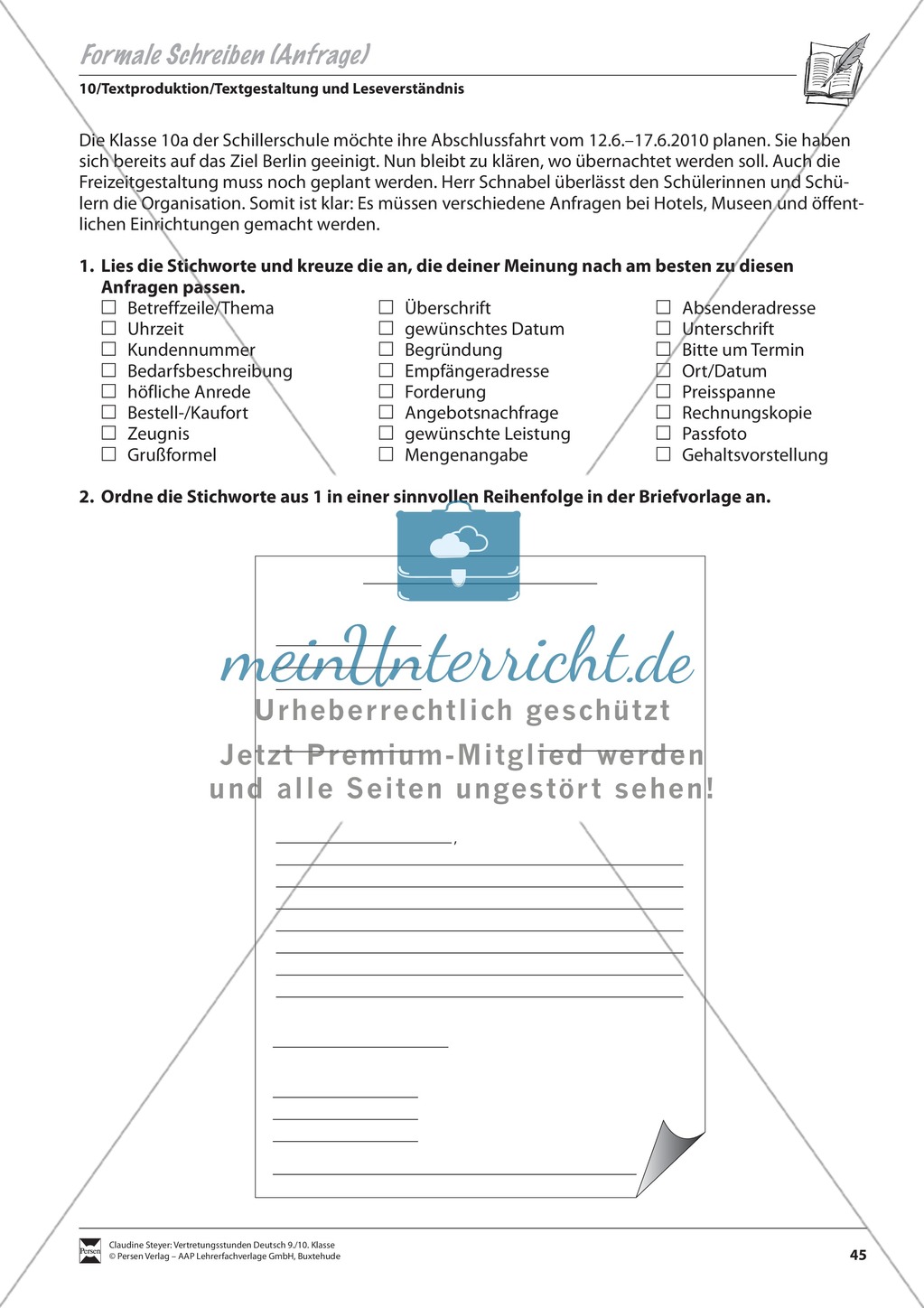 Erstellung eines formalen Anschreibens binnendifferenziert Preview 4