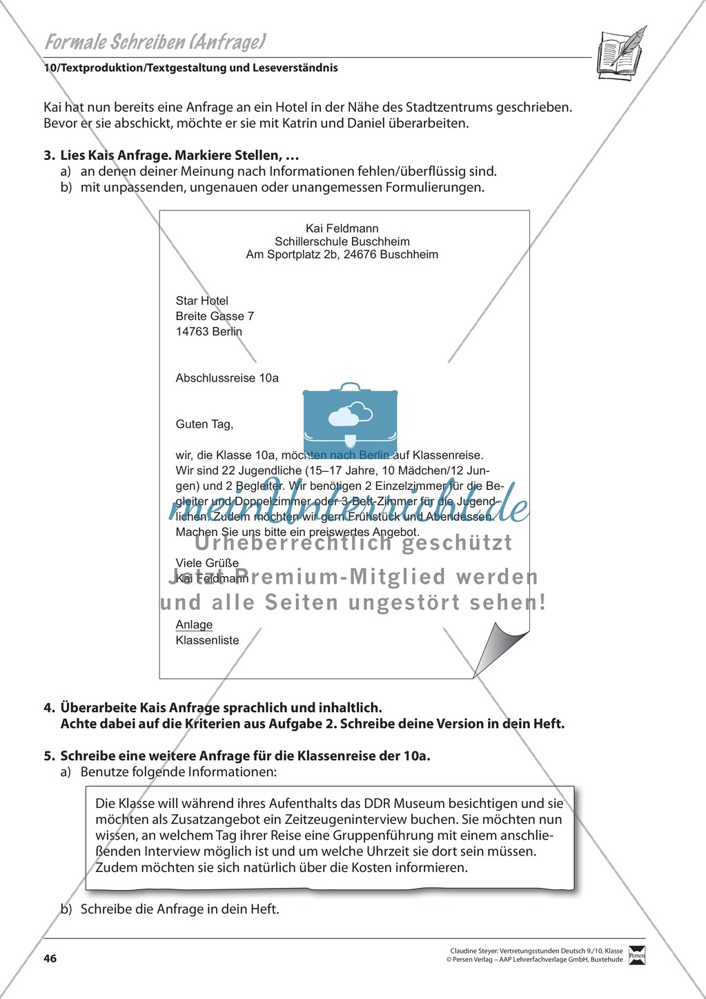 Erstellung eines formalen Anschreibens binnendifferenziert Preview 5