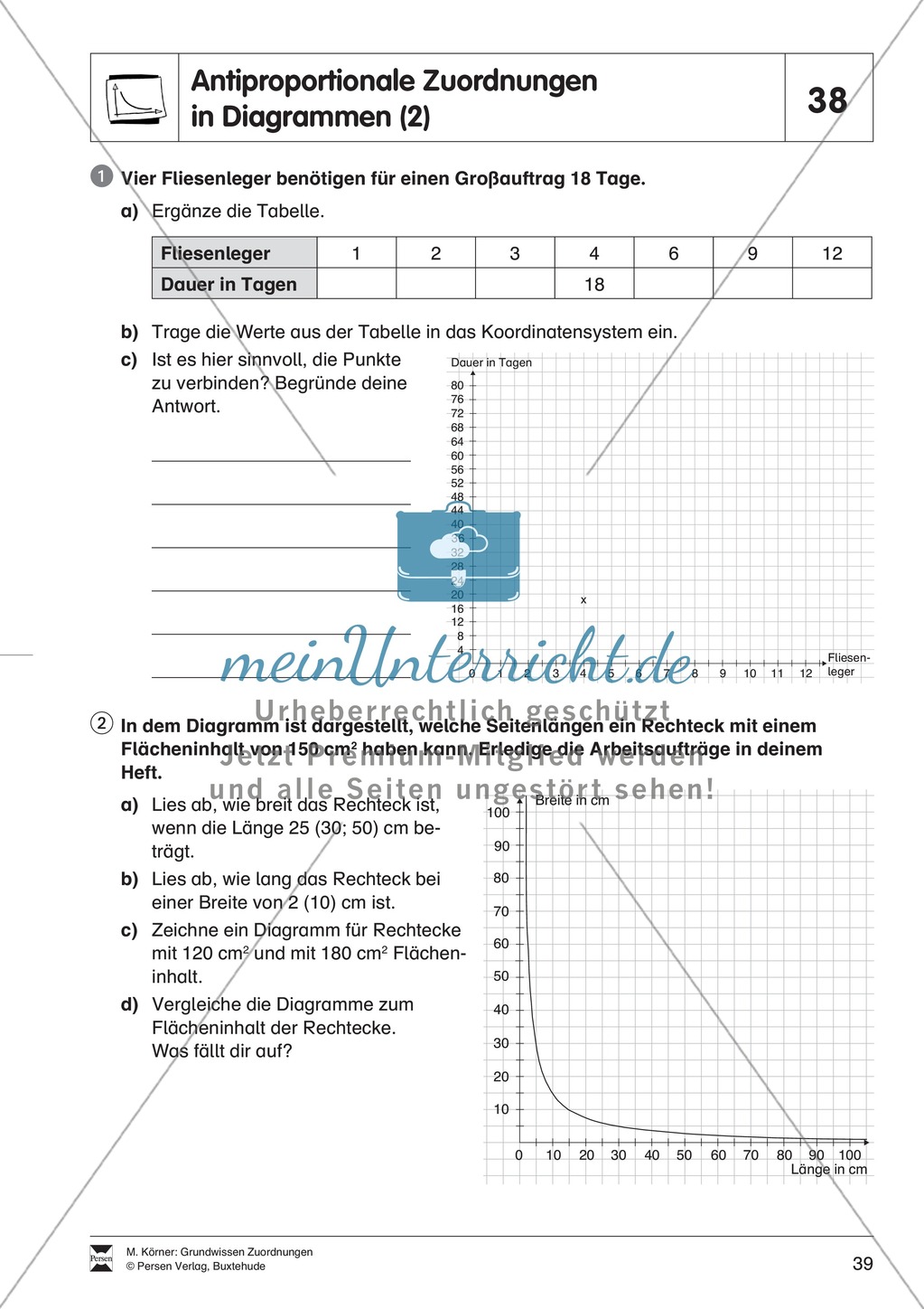 Antiproportionale Zuordnungen in Diagrammen Preview 2