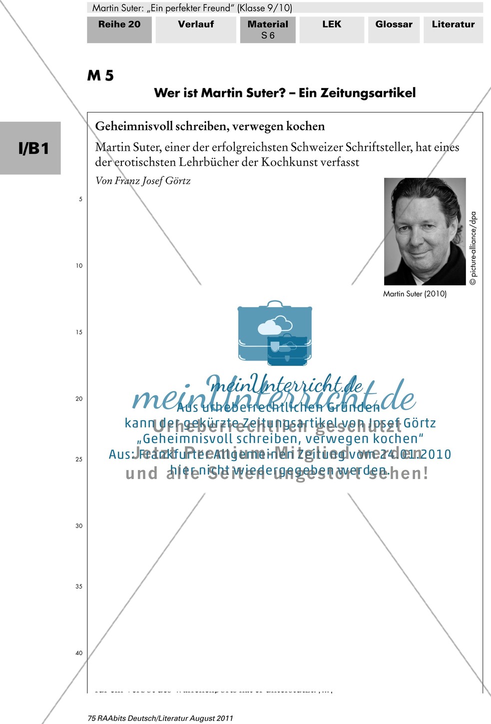 Martin Suter "Ein perfekter Freund": Überblick über die Reihe + autobiographischer Züge Preview 5