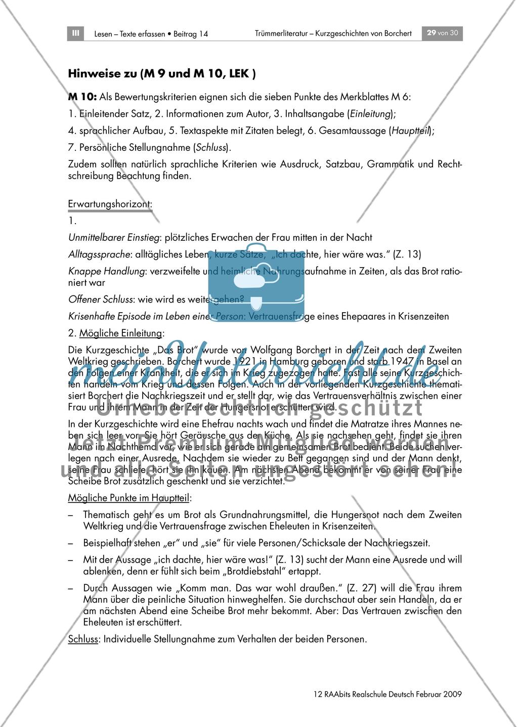 Merkmale und Interpretation von Borcherts