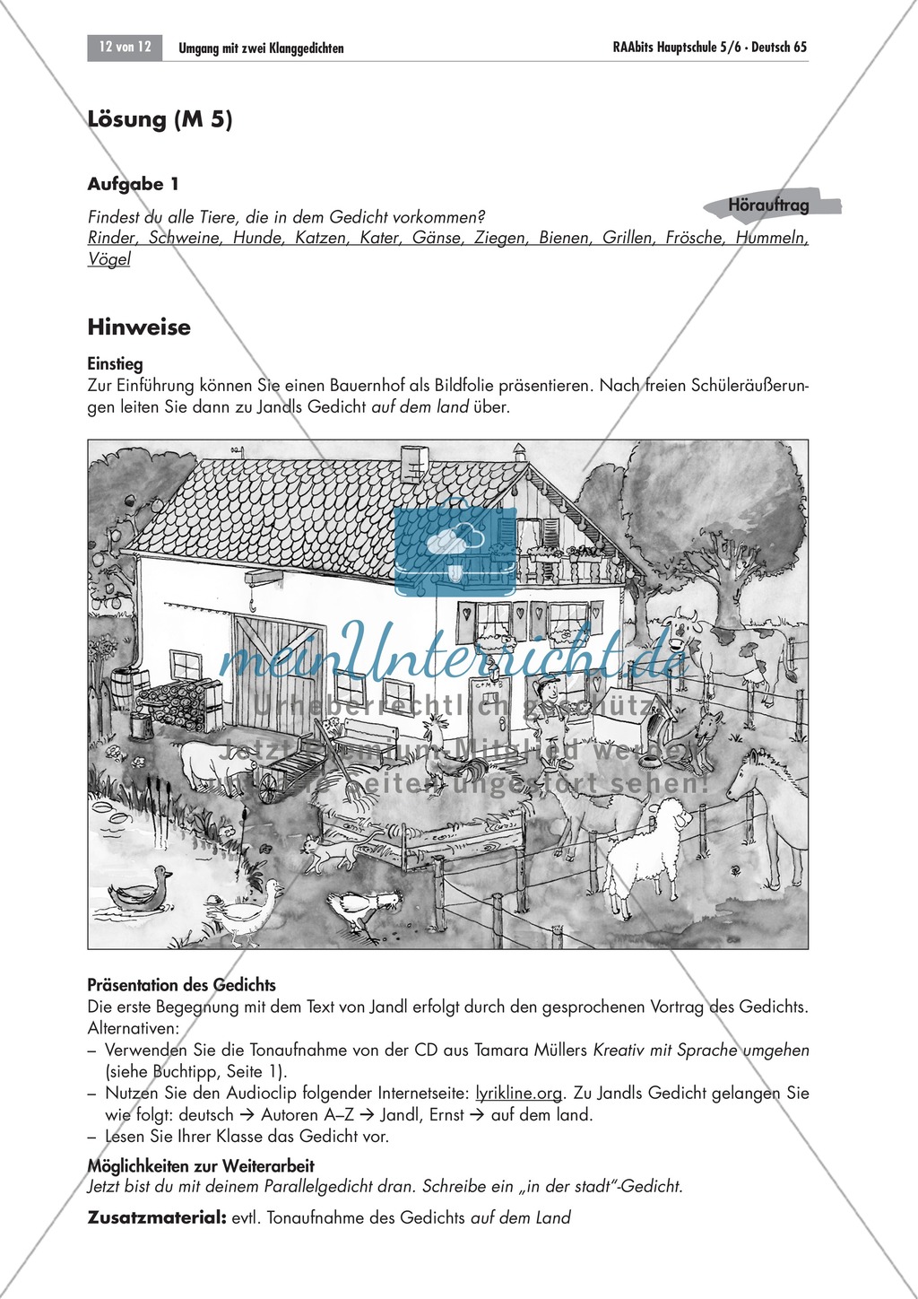 Klanggedicht "auf dem land": Gestaltung eines Gedichtvortrags Preview 3
