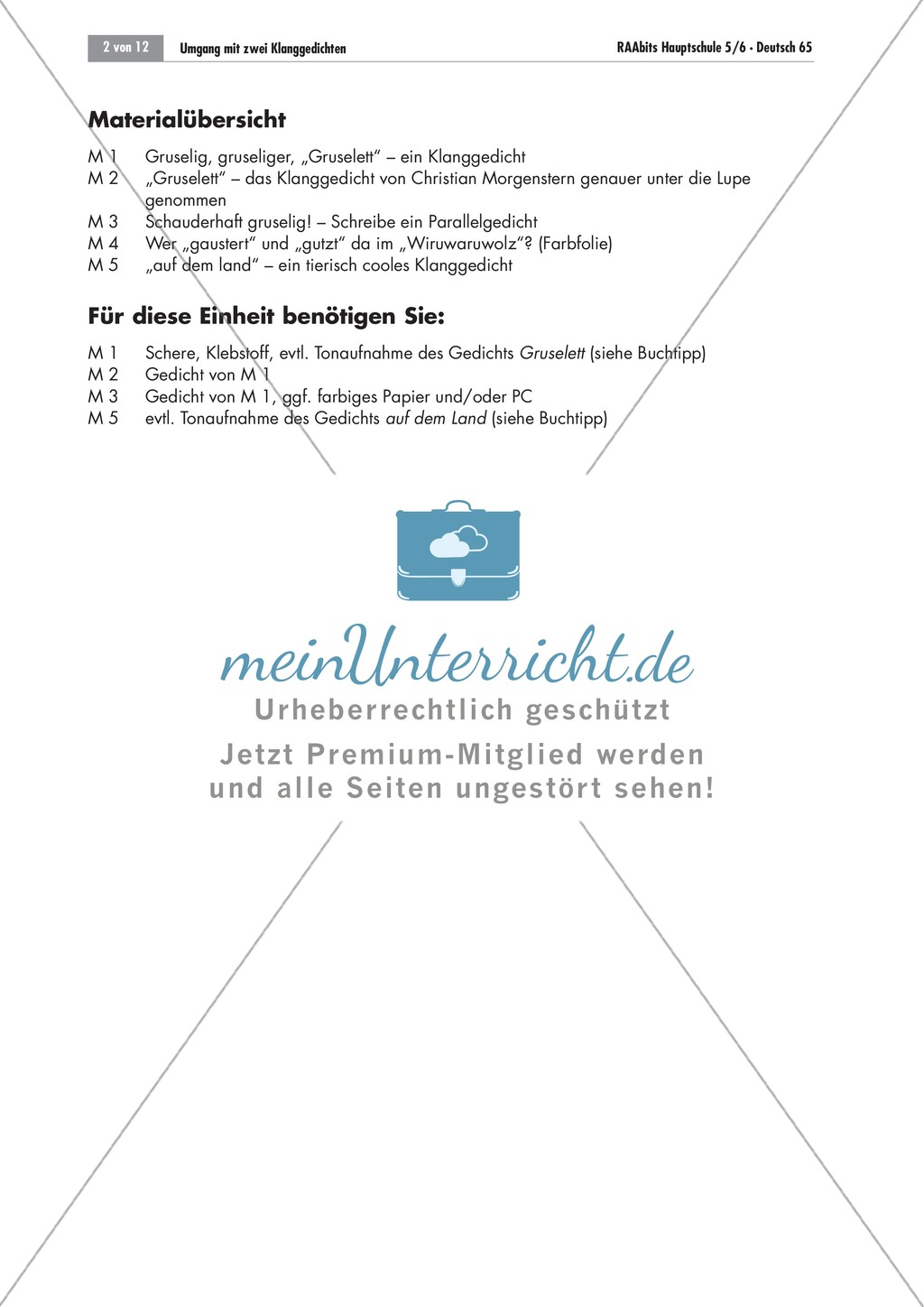 Umgang mit Klanggedichten am Beispiel von Christian Morgensterns