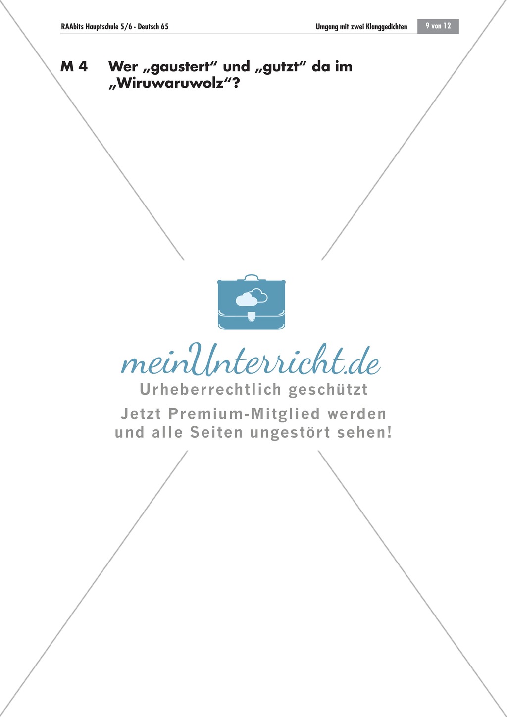 Umgang mit Klanggedichten am Beispiel von Christian Morgensterns