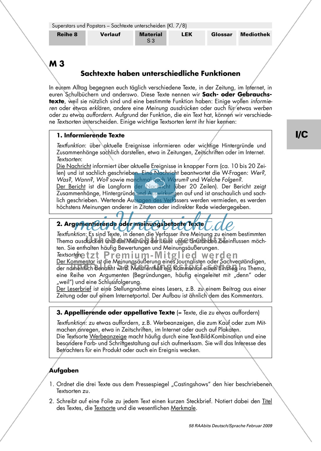Thema Superstars und Popstars - Sachtexte unterscheiden: Unterschiedliche Funktionen von Sachtexten kennen Preview 1