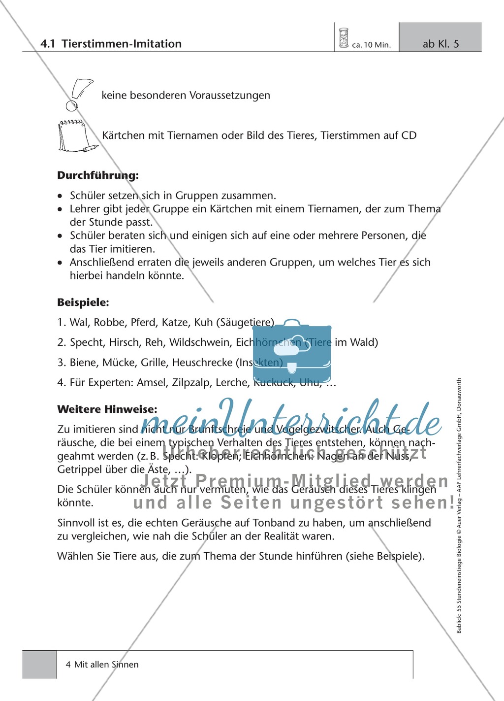 Einstieg mit der Tierstimmen-Imitation Preview 1