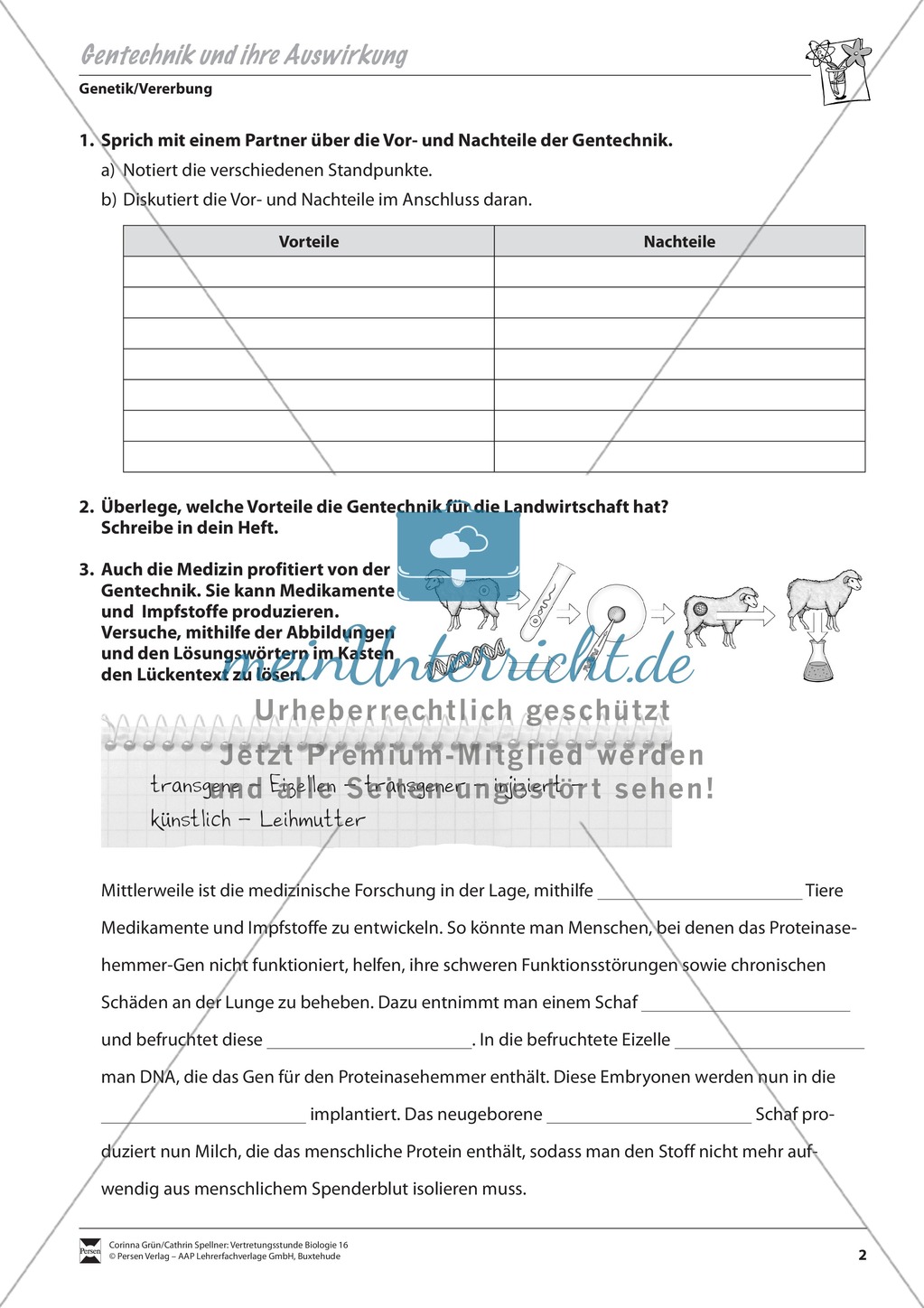 Material für Vertretungsstunden: Gentechnik und ihre Auswirkung Preview 2