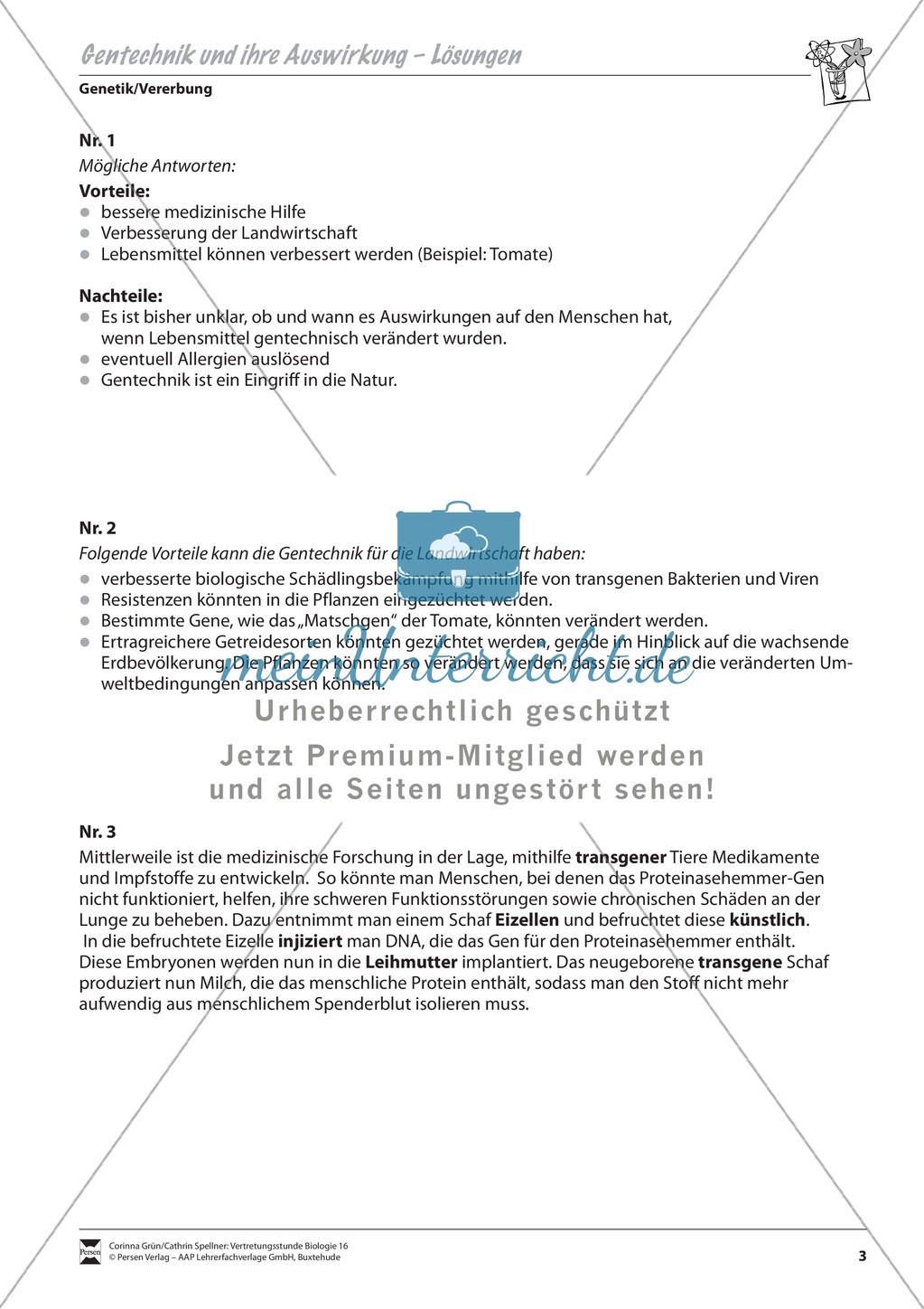 Material für Vertretungsstunden: Gentechnik und ihre Auswirkung Preview 3