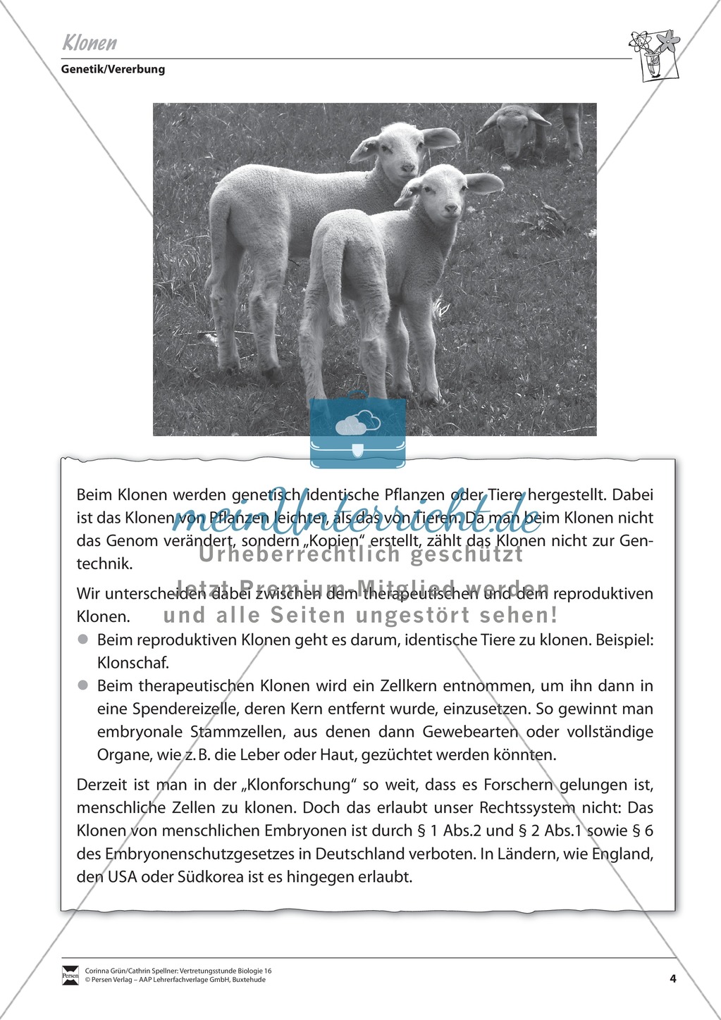Material für Vertretungsstunden: Klonen Preview 1