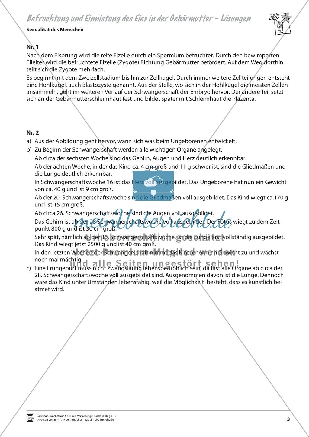 Befruchtung und Einnistung des Eies in der Gebärmutter Preview 3