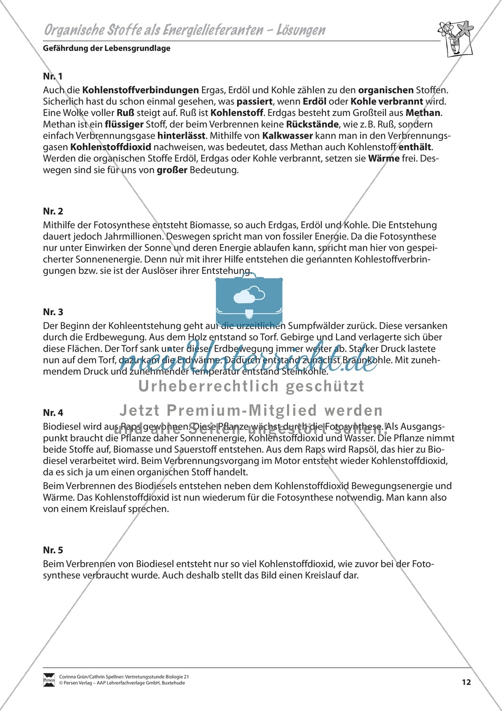 Organische Stoffe als Energielieferanten Preview 3