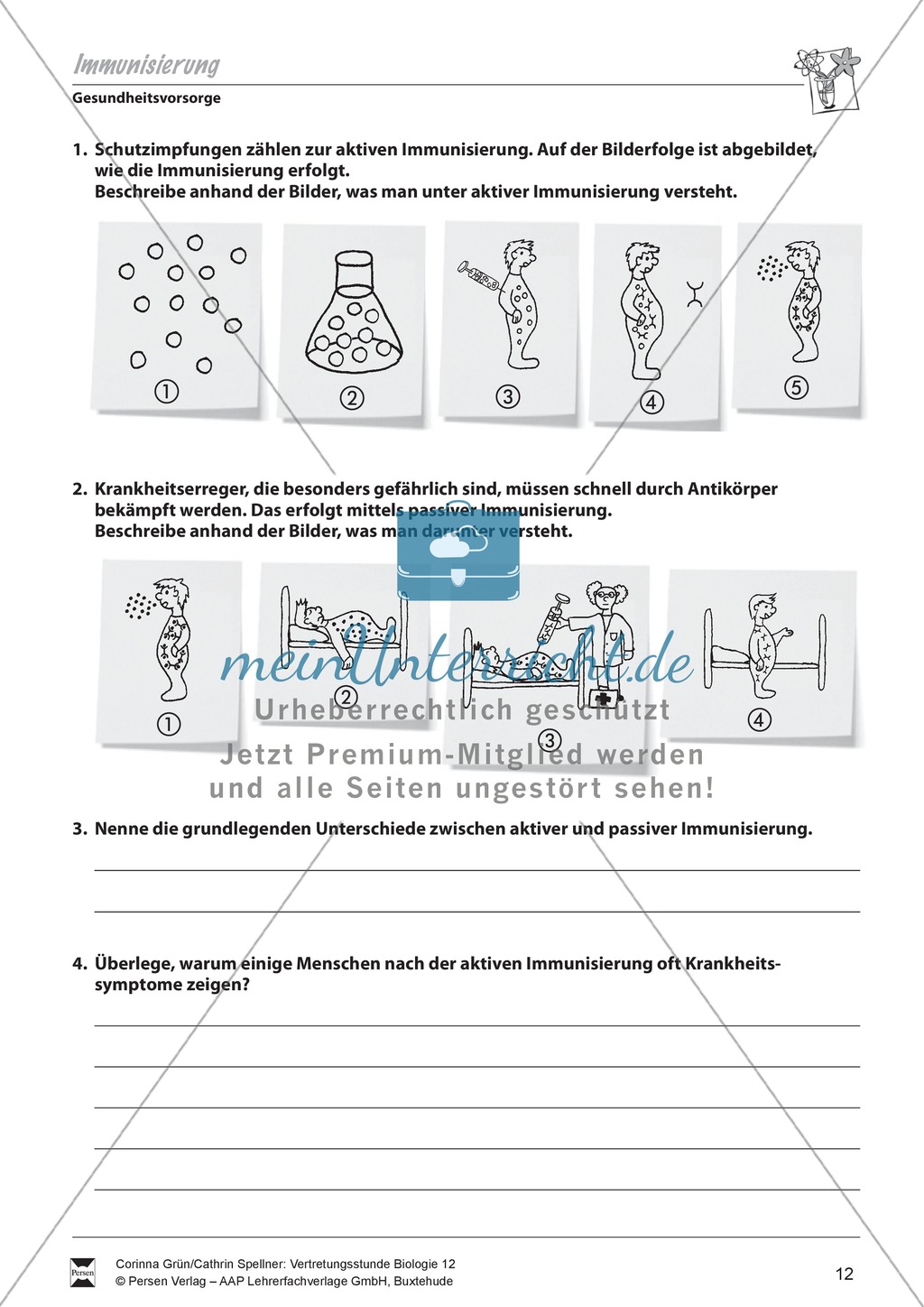 Immunisierung aktiv-passiv: Gesundheitsvorsorge, Impfung - Vertretungsstunde Preview 2