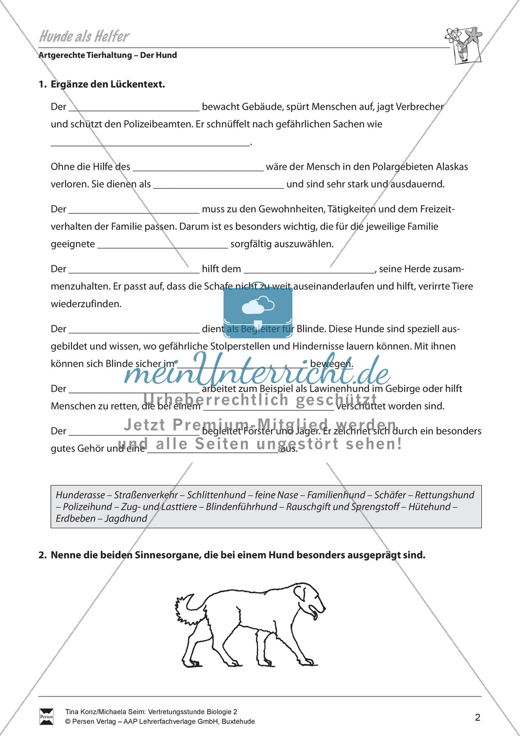 Artgerechte Tierhaltung: Nutztier Hund, Hunde als Helfer - Vertretungsstunde Preview 2