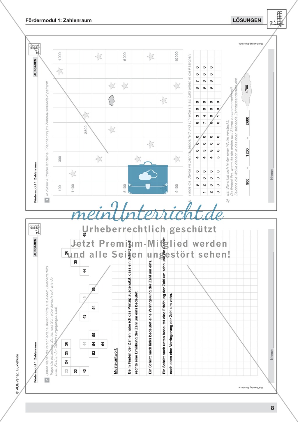 Aufgaben zur Orientierung im Zahlenraum bis zu den Hunderttausendern Preview 6