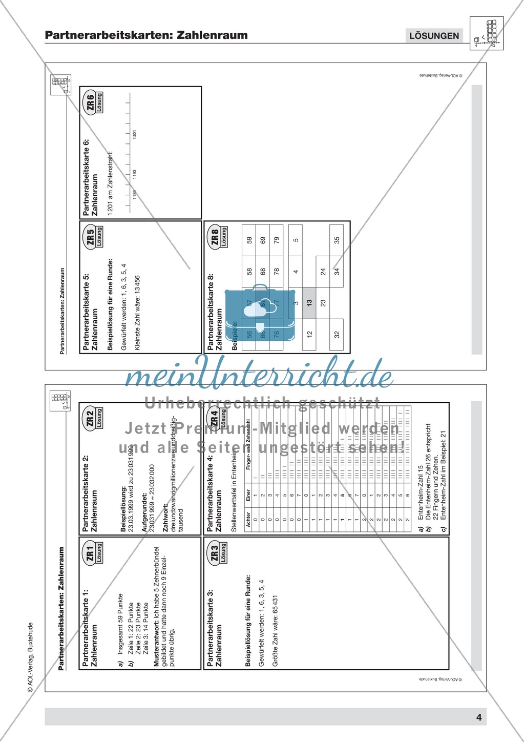 Übungen zur Orientierung im Zahlenraum bis Hunderttausend in Partnerarbeit Preview 3