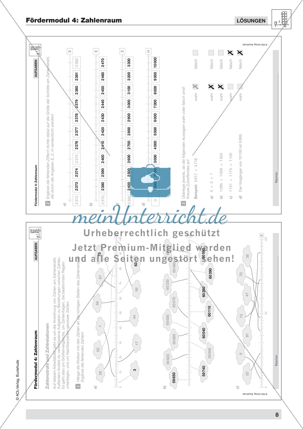 Zahlen Anordnen am Zahlenstrahl Preview 6