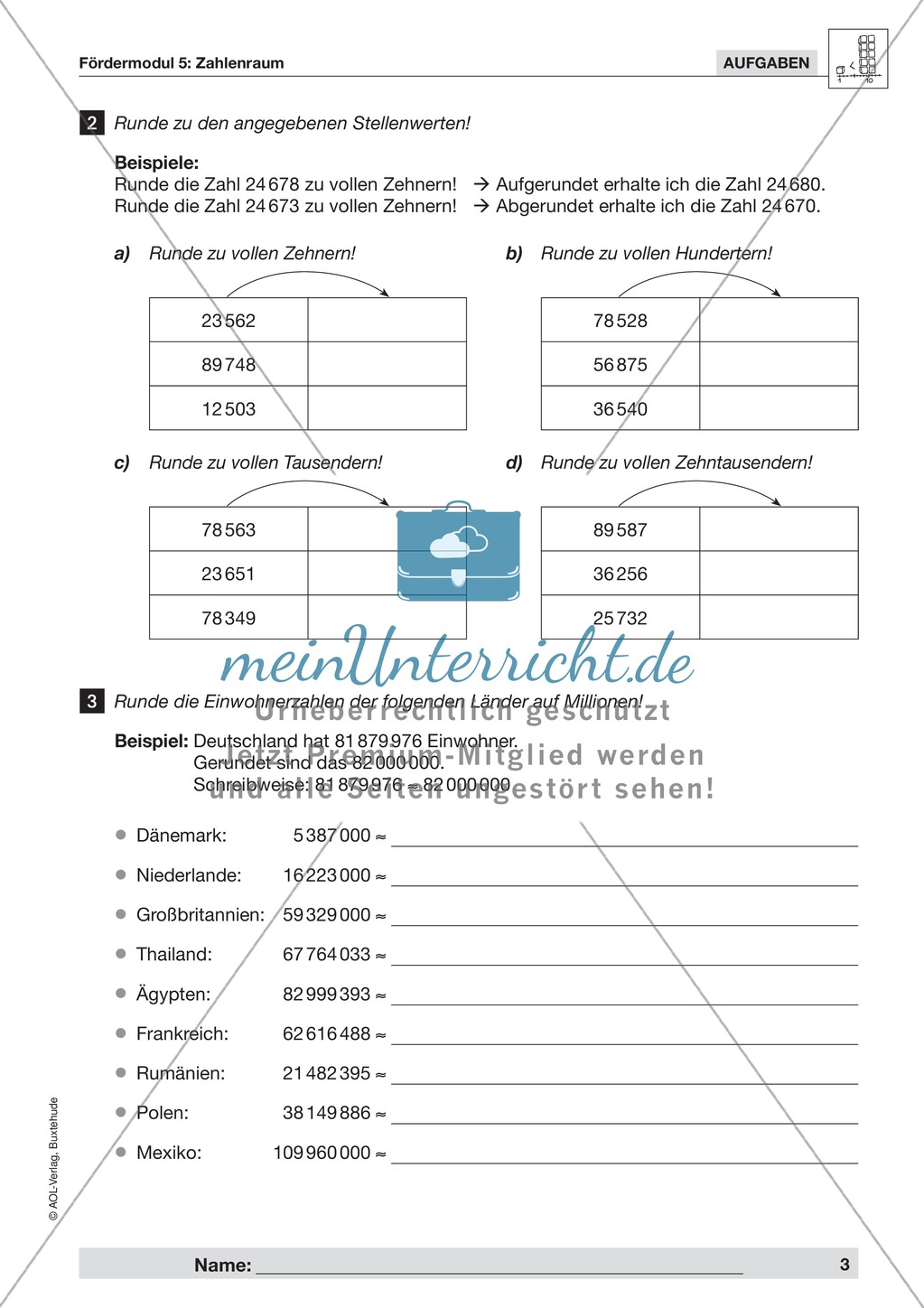 Einfache Übungen zum Runden und Schätzen Preview 2