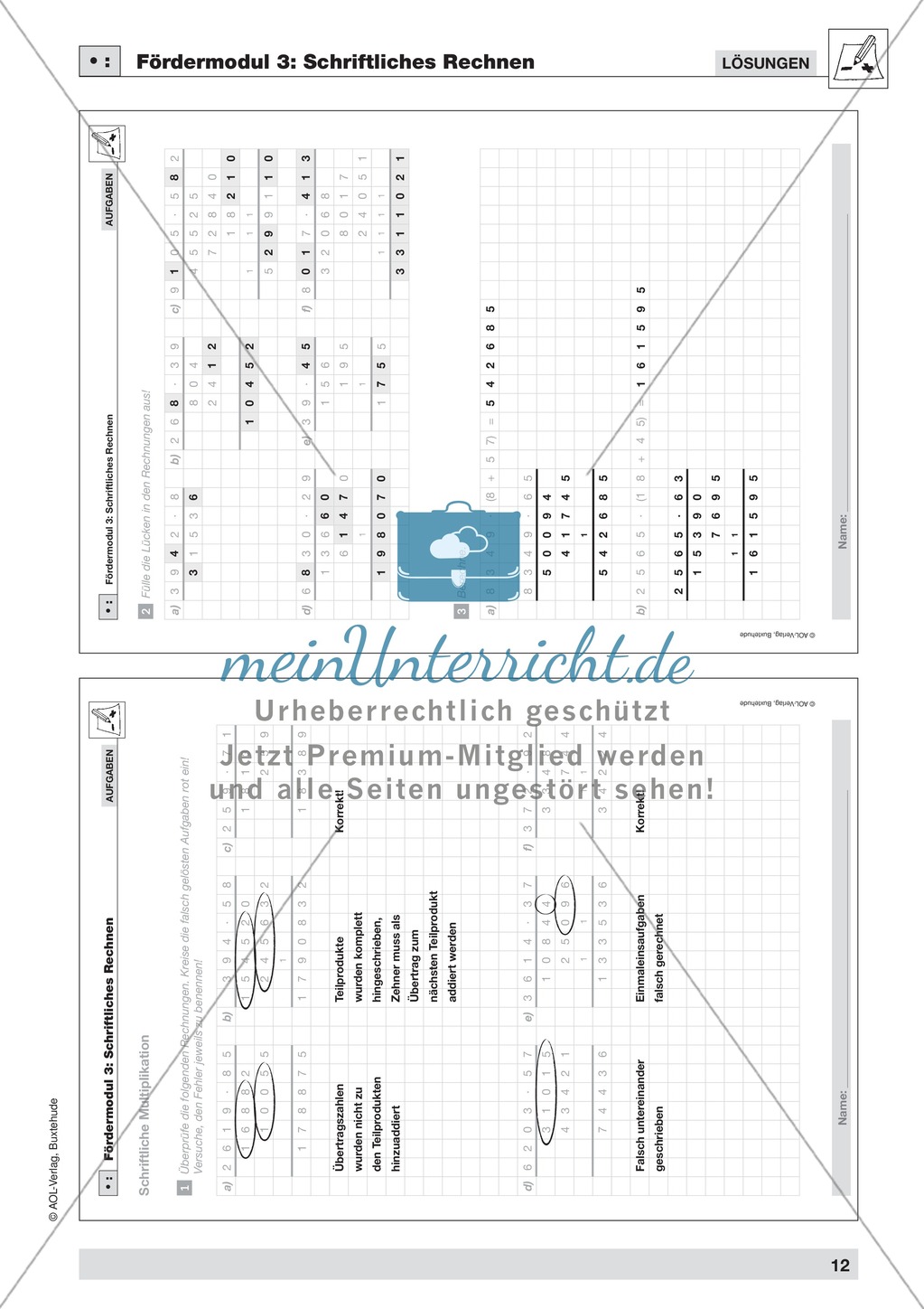 Vermischte Aufgaben zur schriftlichen Muliplikation Preview 10