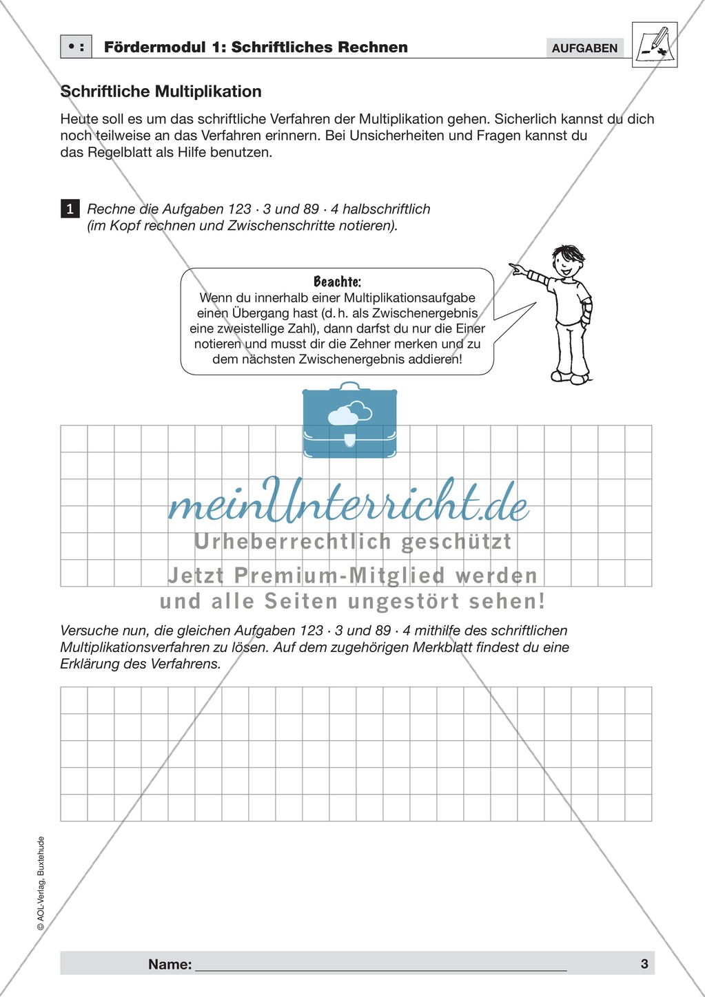 Vermischte Aufgaben zur schriftlichen Muliplikation Preview 1