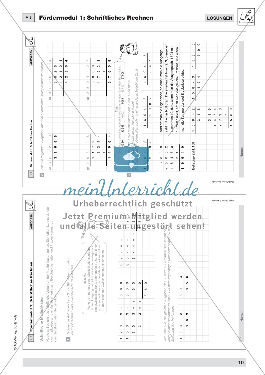 Vermischte Aufgaben zur schriftlichen Muliplikation Preview 8