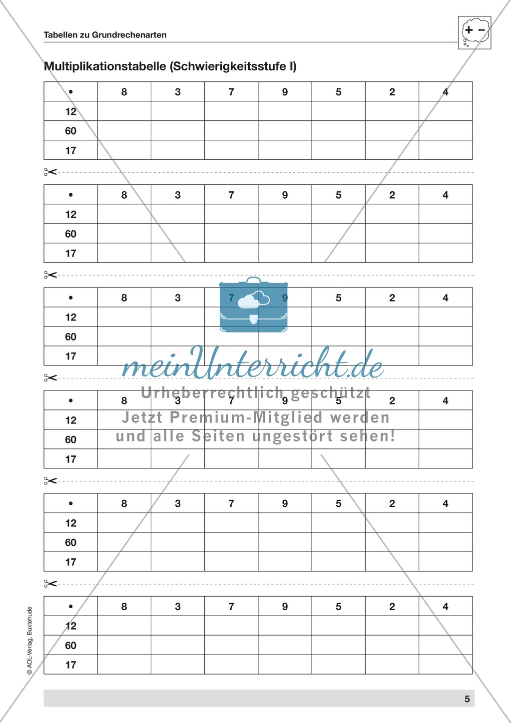 Multiplikationstabelle Preview 1