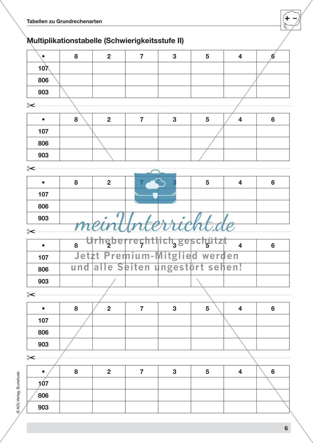 Multiplikationstabelle Preview 2