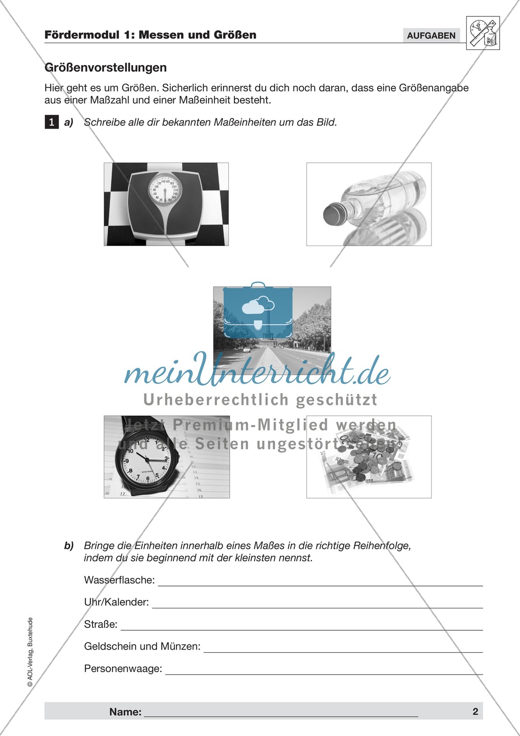 Vermischte Aufgaben zur Orientierung mit Maßzahlen und Größen Preview 1