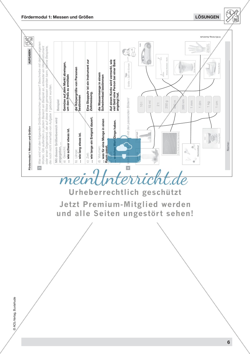 Vermischte Aufgaben zur Orientierung mit Maßzahlen und Größen Preview 5