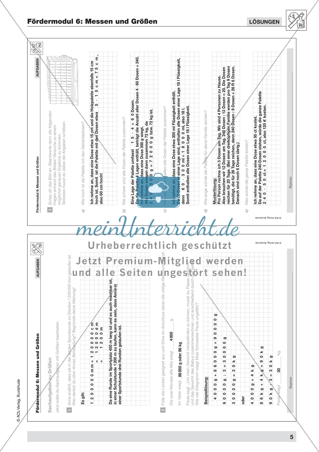 Textaufgaben zur Messung verschiedener Größen- und Maßangaben Preview 4
