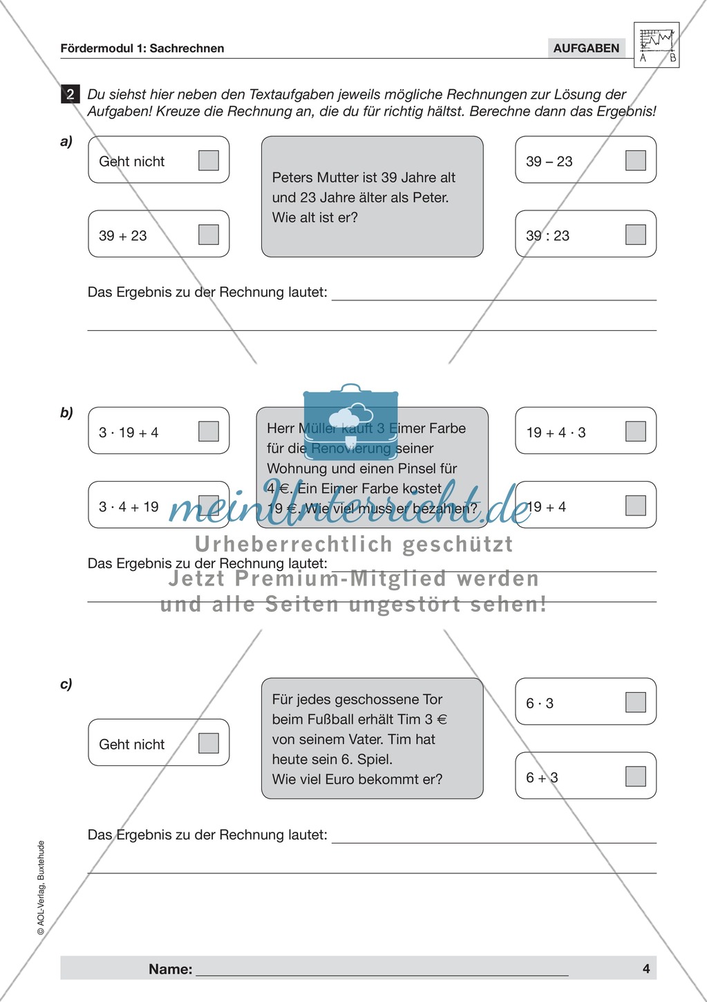 Sachrechnen: Informationen aus Texten entnehmen und Lösungen planen Preview 2