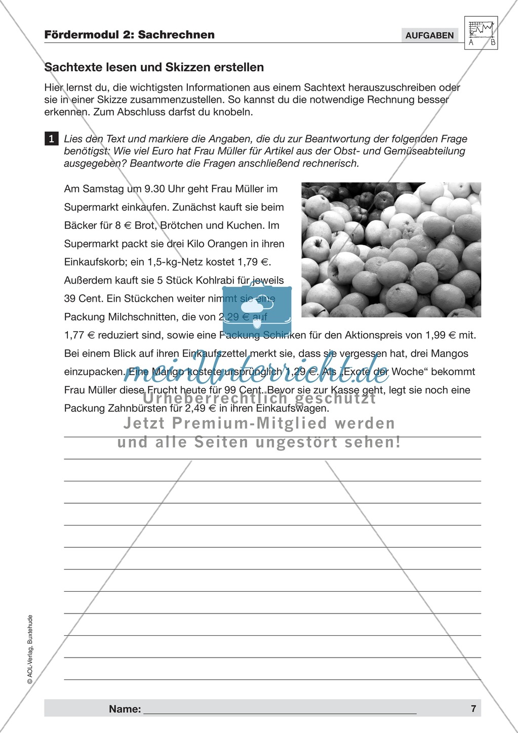 Sachrechnen: Sachtexte lesen und Skizzen erstellen Preview 1
