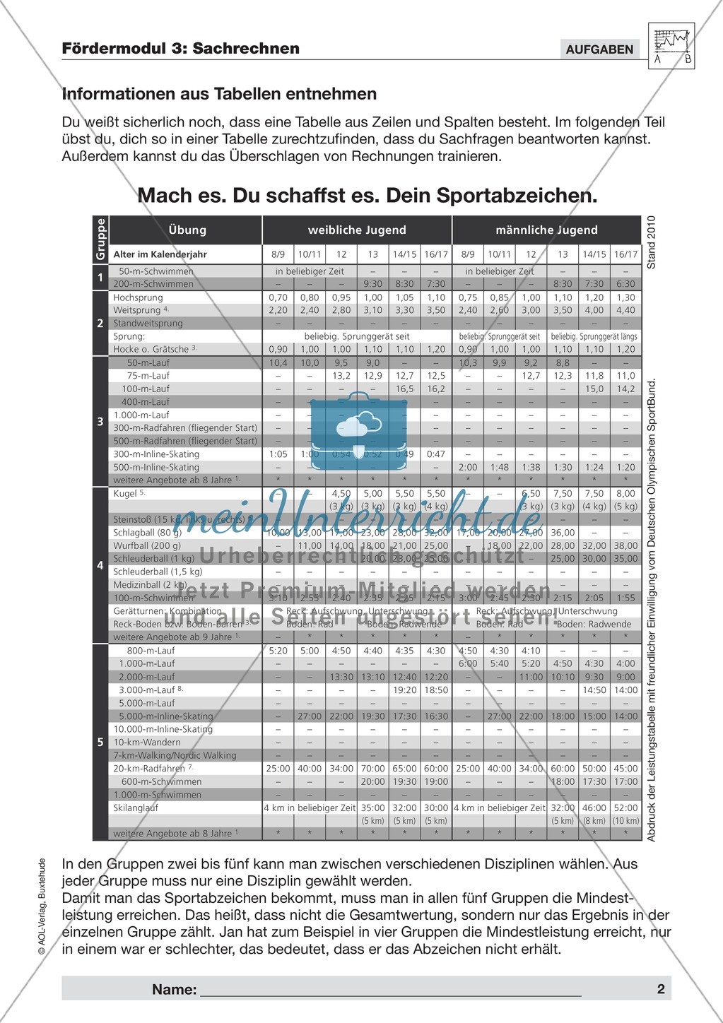 Sachrechnen: Informationen aus Tabellen entnehmen Preview 1