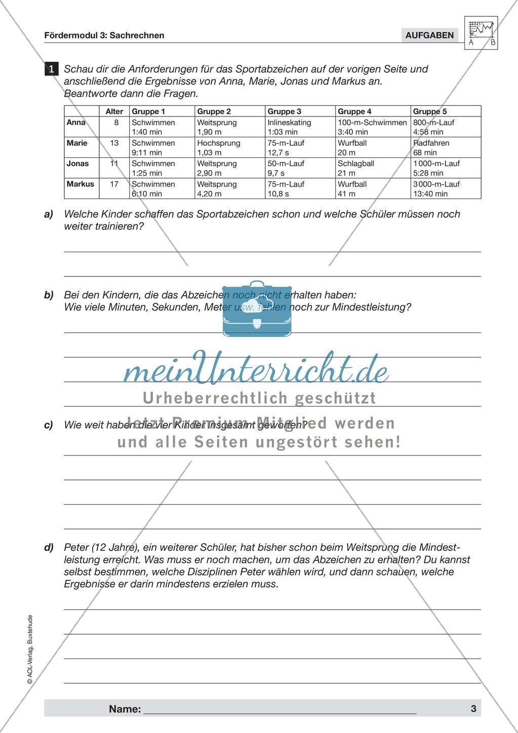 Sachrechnen: Informationen aus Tabellen entnehmen Preview 2