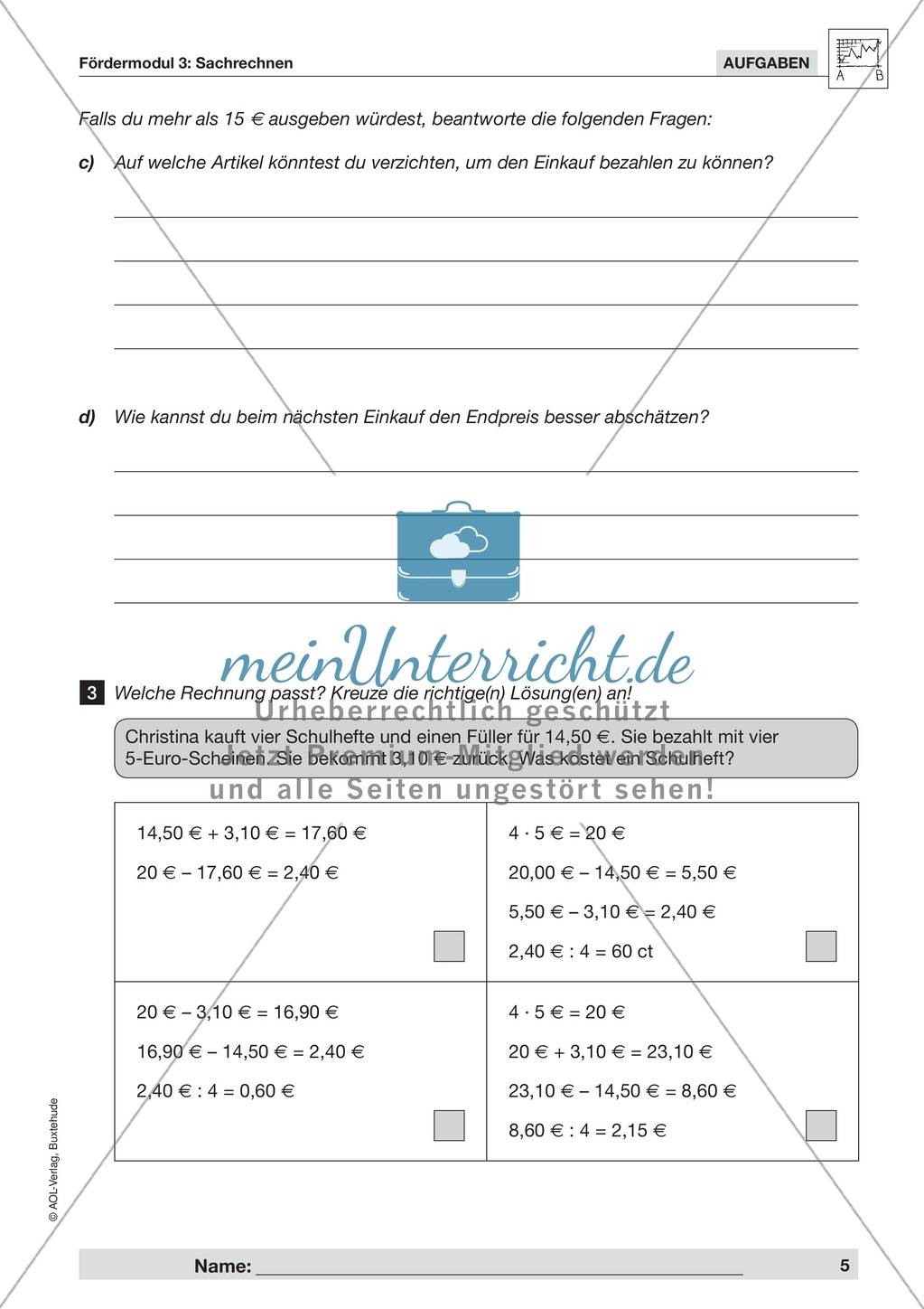 Sachrechnen: Informationen aus Tabellen entnehmen Preview 4