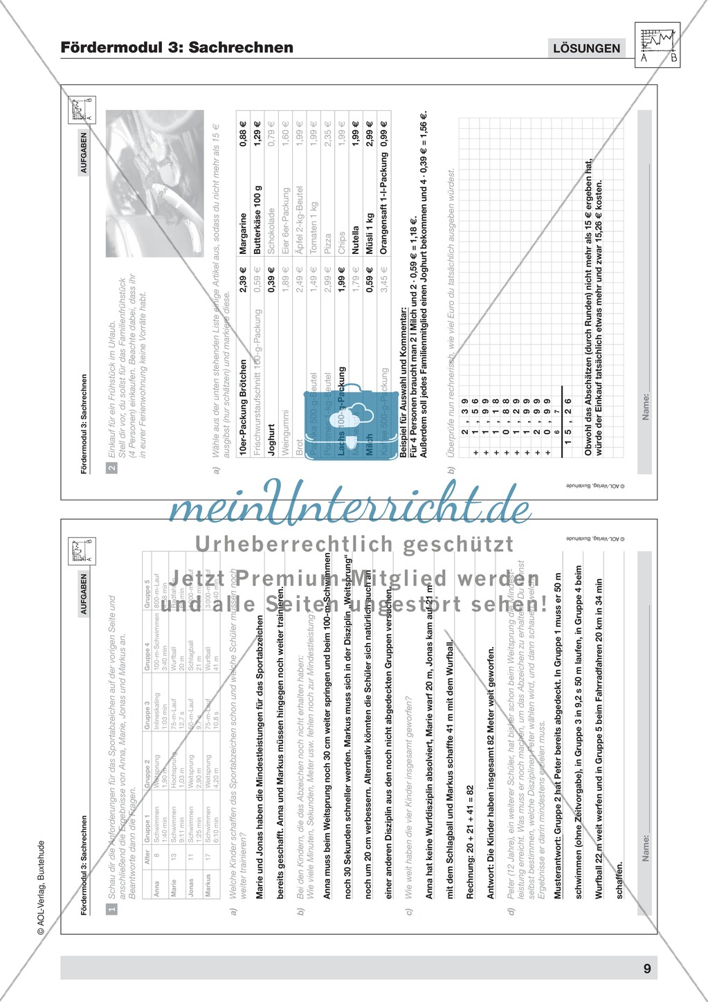 Sachrechnen: Informationen aus Tabellen entnehmen Preview 5